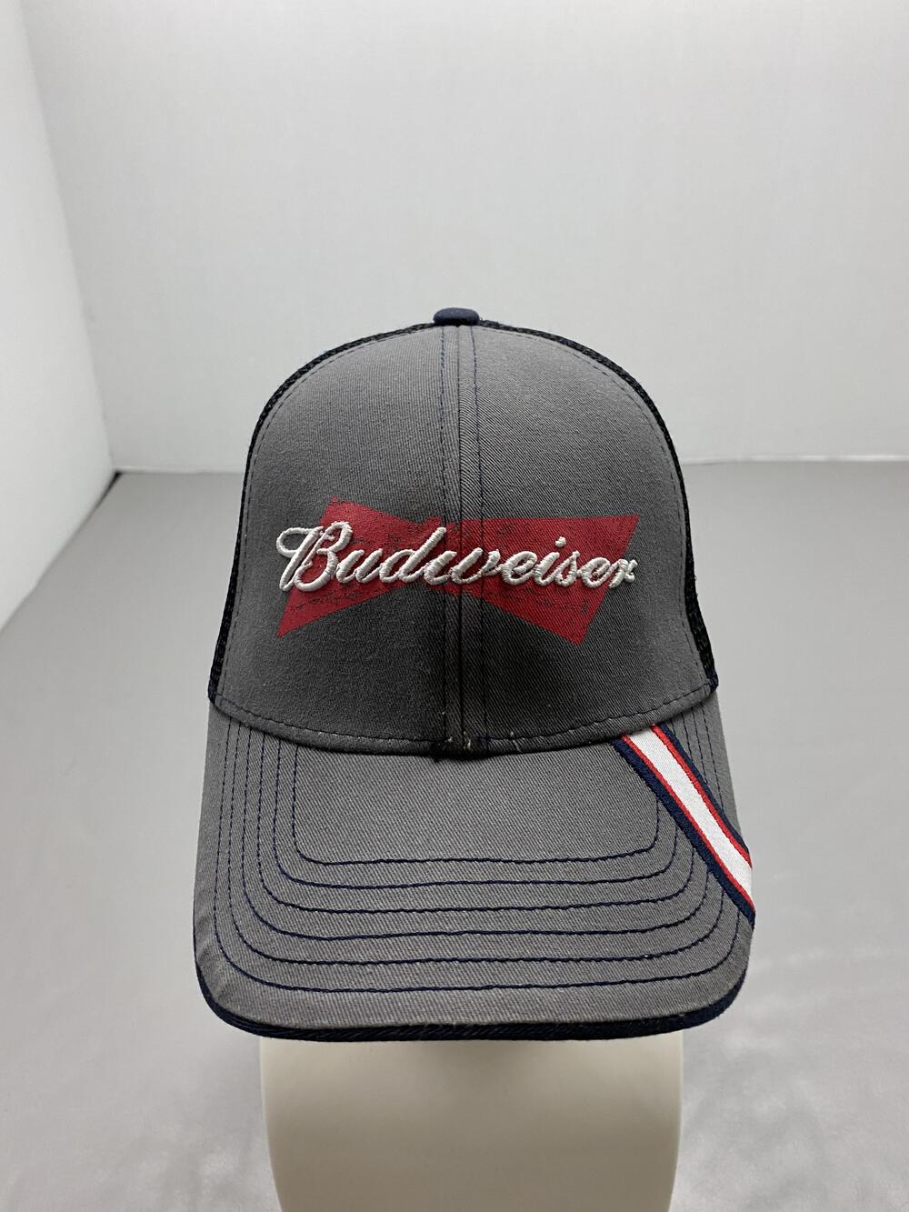 Budweiser Hat Cap Strap Back One Size Gray Trucker Mesh Back Adjustable Mens